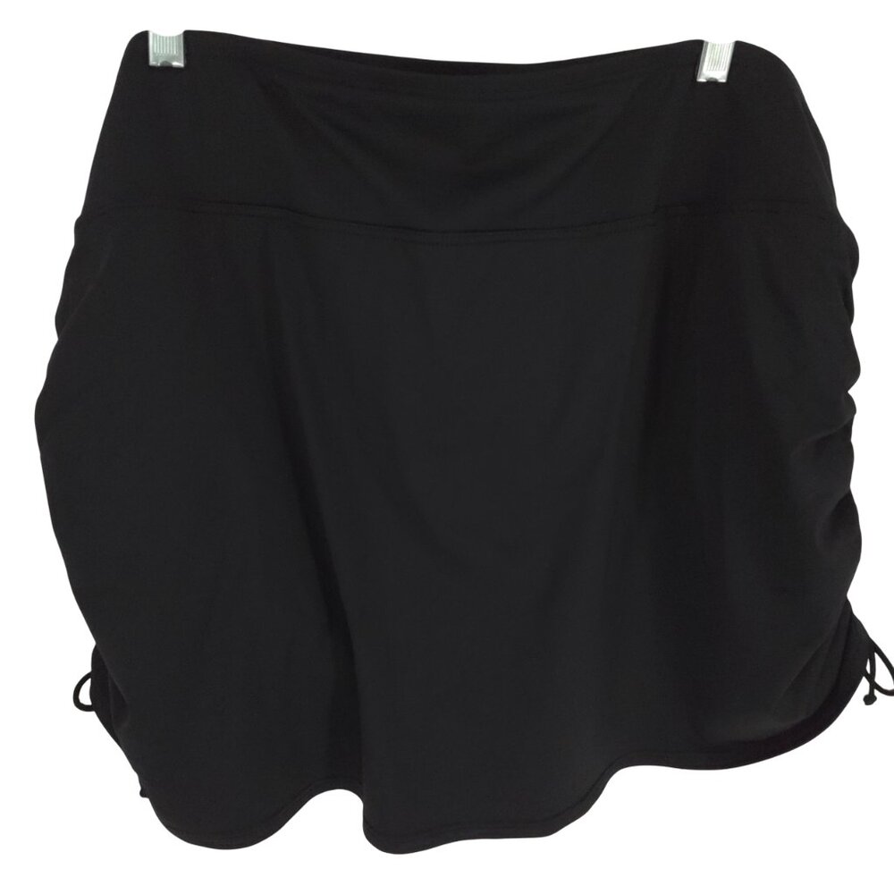 Lands' End Adjustable Swim Skirt with Brief Skort Black Plus Size Curvy UPF 22W